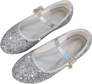 Flower Girls Dress Shoes Glitter Ballet Flat?? for Toddler Wedding Par??y School Fashion Buckle Mary Jane Shoes