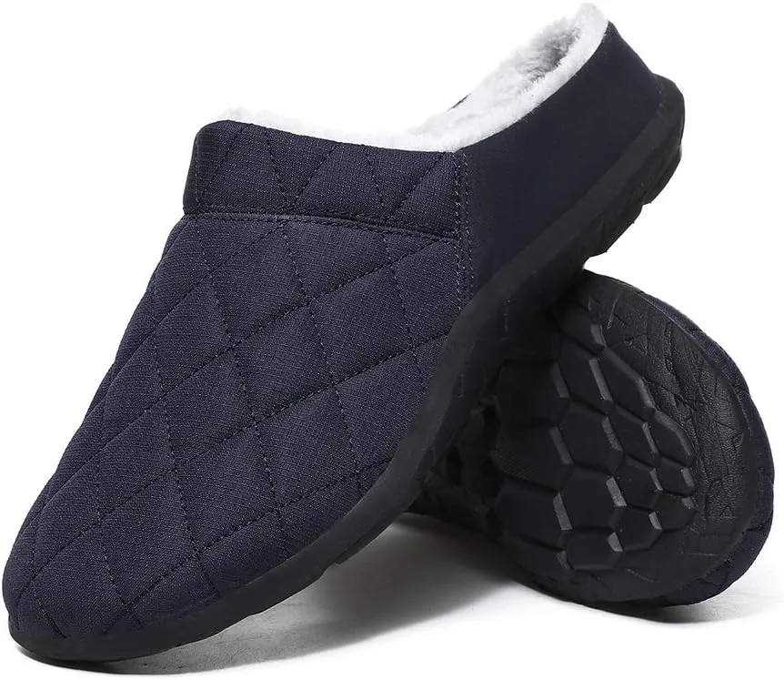 FolHaoth Mens Cozy Slippers Waterproof Oxford Cloth Arch Support House slippers Soft Warm Non-slip Indoor Outdoor Shoes