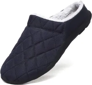 FolHaoth Mens Cozy Slippers Waterproof Oxford Cloth Arch Support House slippers Soft Warm Non-slip Indoor Outdoor Shoes