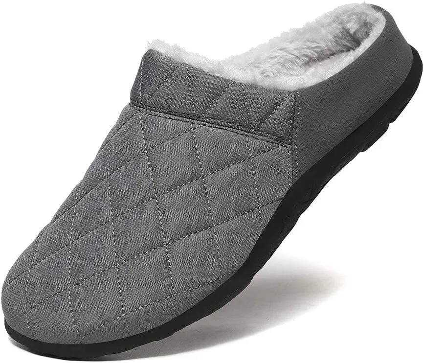 FolHaoth Mens Cozy Slippers Waterproof Oxford Cloth Arch Support House slippers Soft Warm Non-slip Indoor Outdoor Shoes