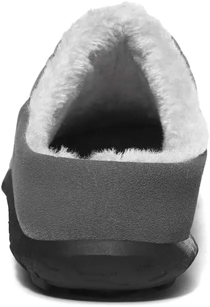 FolHaoth Mens Cozy Slippers Waterproof Oxford Cloth Arch Support House slippers Soft Warm Non-slip Indoor Outdoor Shoes
