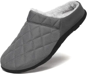 FolHaoth Mens Cozy Slippers Waterproof Oxford Cloth Arch Support House slippers Soft Warm Non-slip Indoor Outdoor Shoes
