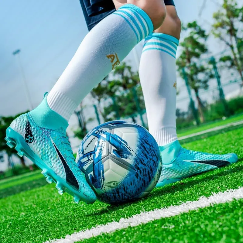 Football Cleats Men Women, Non-Slip High Top Soccer Shoes Lightweight Shock Resistant Training Boots Sneaker Breathable Professional Turf Shoes Sport Athletic Ground Football Boots Soccer Cleats