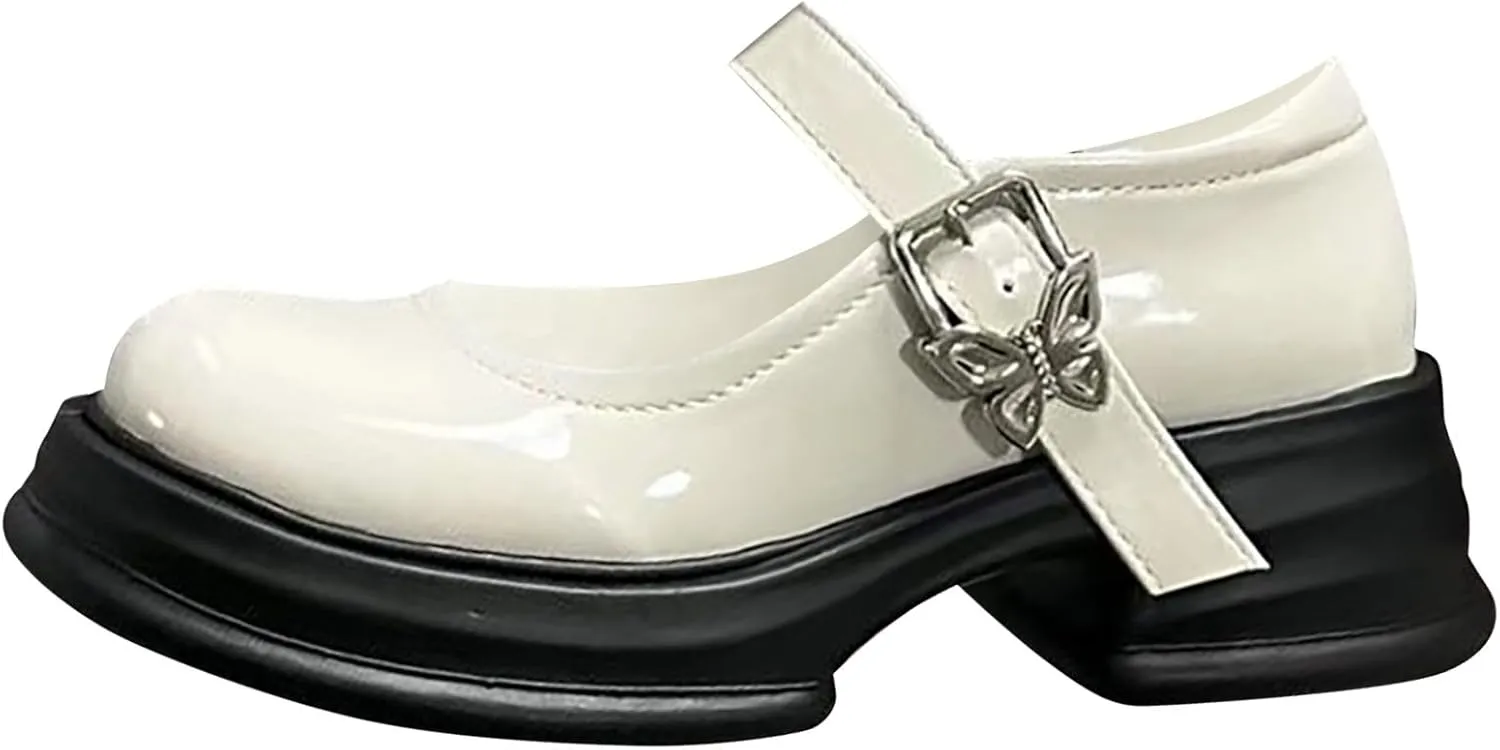 French High Heeled Mary Jane Women's Vintage Dress with A Line Buckle with A Bow Platform Heel Small big girl clothes