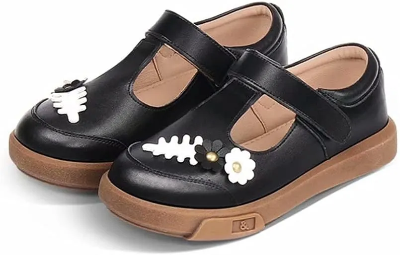 Genuine Leather Girls Mary Jane Shoes Round Toe Little Girls Party Dress Princess Casual Flats Shoes