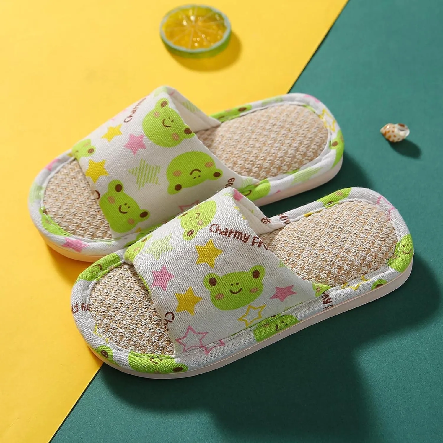 Girl Slippers Size 9 Toddler House Slippers For Boys Open Toe Cotton Linen Comfort Kids Dog Slippers for Girls