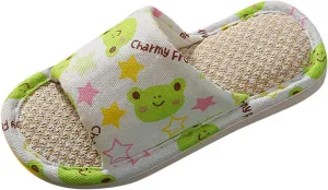 Girl Slippers Size 9 Toddler House Slippers For Boys Open Toe Cotton Linen Comfort Kids Dog Slippers for Girls