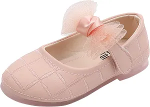 Girl's Bow Mary Jane Dress Shoes Flower Softy Shoes Ballet Flat?? for Part?? Wedding School Baby Shoes with Bowkont