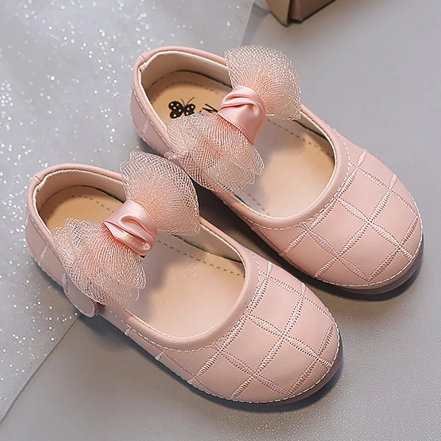 Girl's Bow Mary Jane Dress Shoes Flower Softy Shoes Ballet Flat?? for Part?? Wedding School Baby Shoes with Bowkont