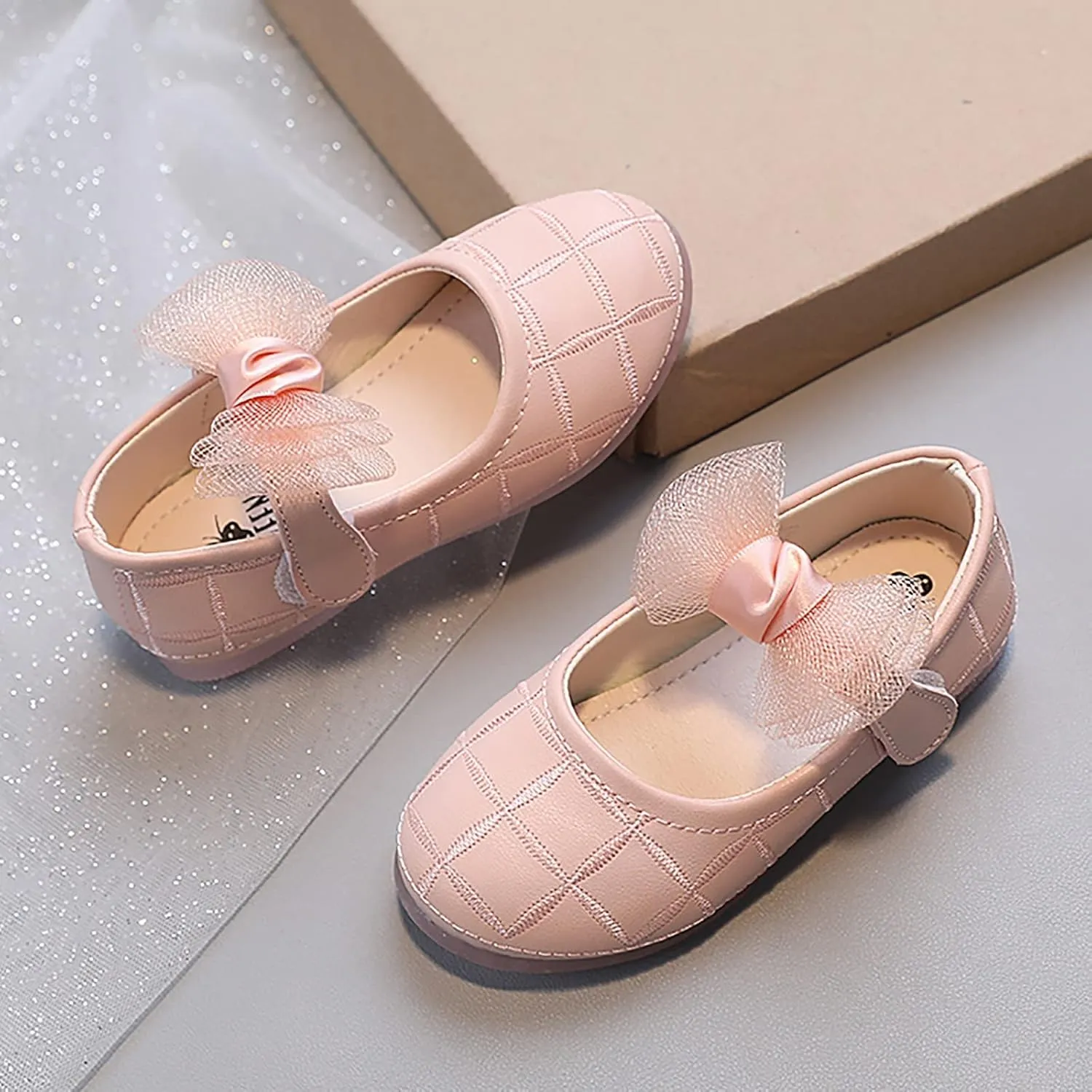 Girl's Bow Mary Jane Dress Shoes Flower Softy Shoes Ballet Flat?? for Part?? Wedding School Baby Shoes with Bowkont