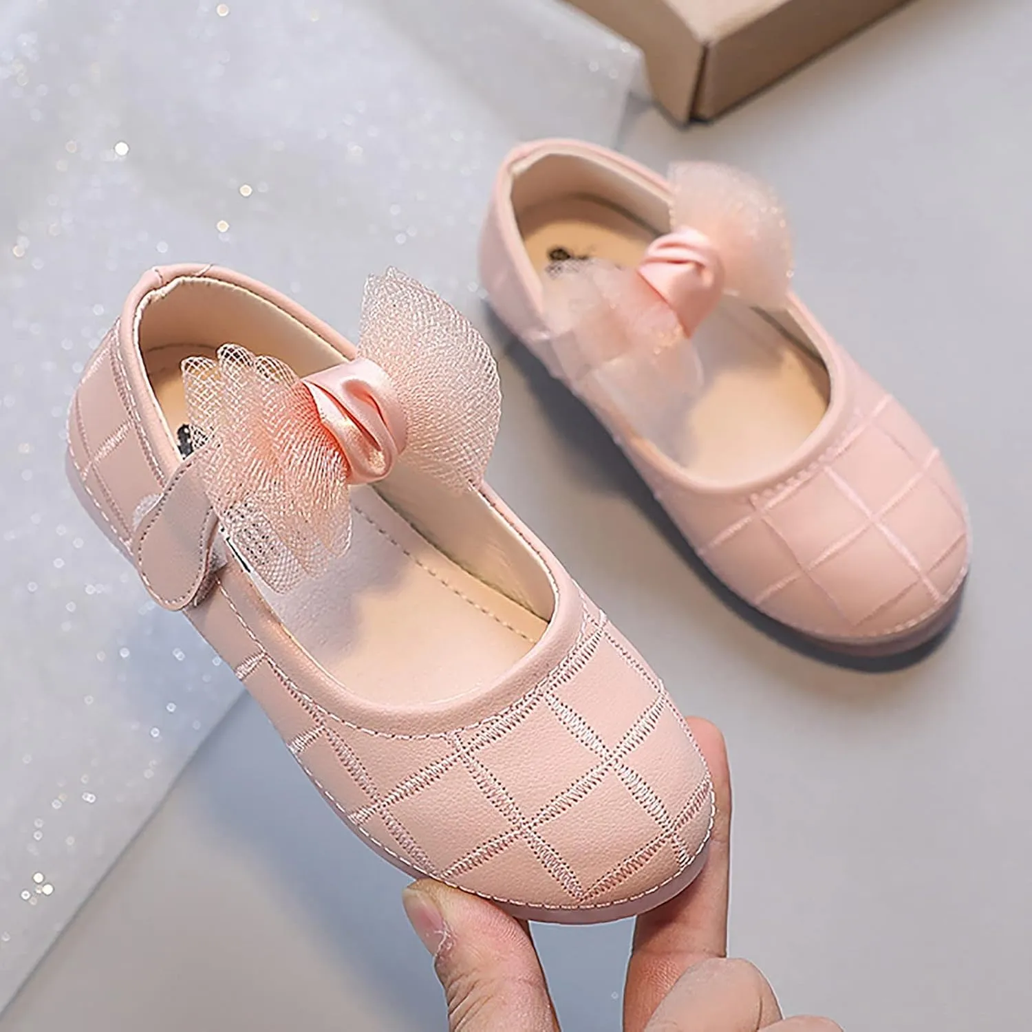Girl's Bow Mary Jane Dress Shoes Flower Softy Shoes Ballet Flat?? for Part?? Wedding School Baby Shoes with Bowkont