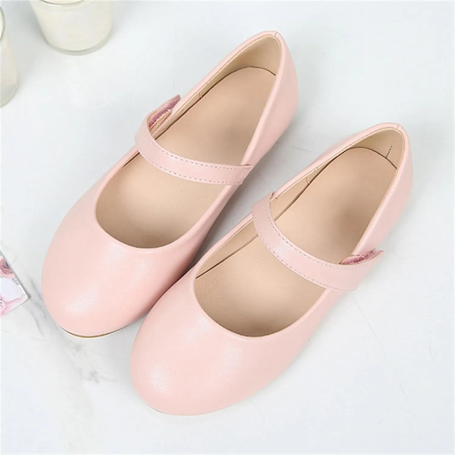 Girls Closed Toe Mary Jane Flat Big Kids School ??niform Dress Low Heel Princess Hook And Loop Dress Shoes