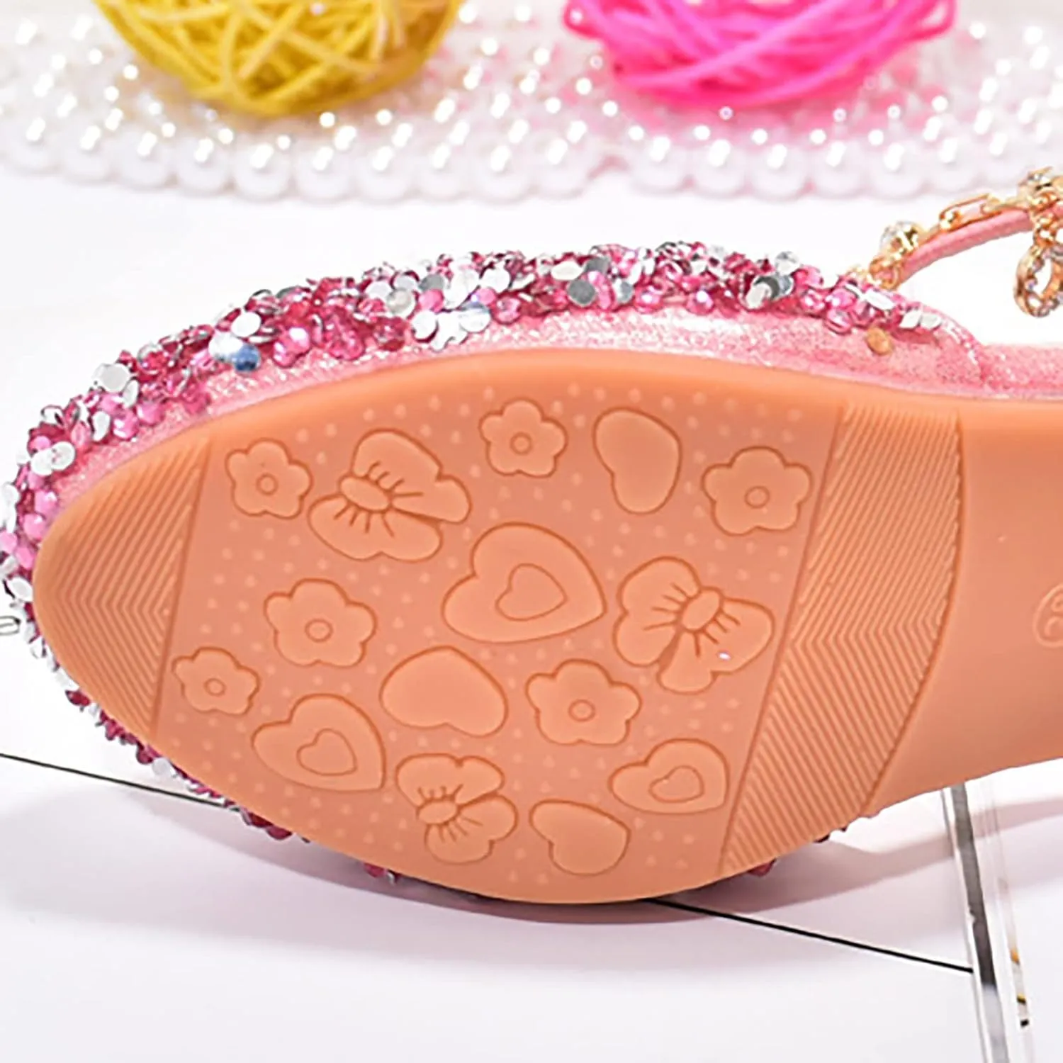 Girls Dress Adorable parkle Mary Jane Heel for Wedding Party Little/Big Kids Ankle Strap Ballerina Flat