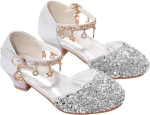 Girls Dress Adorable parkle Mary Jane Heel for Wedding Party Little/Big Kids Ankle Strap Ballerina Flat