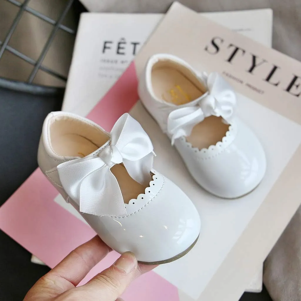 Girls Dress Leather Shoes Bow Princess Flat Adorable Shoes for Toddler/Little/Big Kids Wedding Church