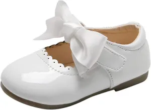 Girls Dress Leather Shoes Bow Princess Flat Adorable Shoes for Toddler/Little/Big Kids Wedding Church