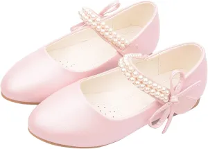 Girls Dress Mary Jane Pearl Ballet Soft Sole Flat Toddler/Big Kids Wedding Party School Princess Flower Shoes