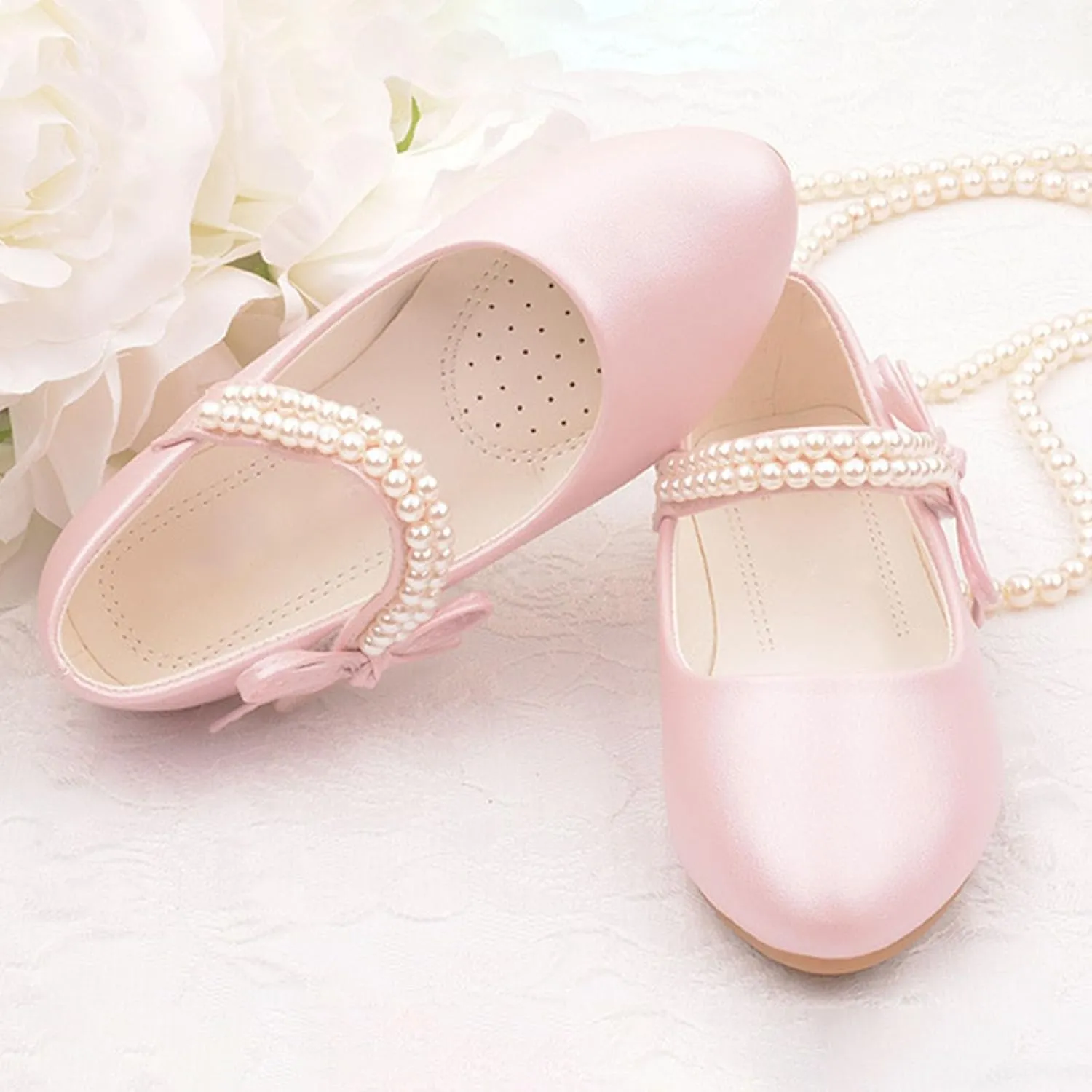 Girls Dress Mary Jane Pearl Ballet Soft Sole Flat Toddler/Big Kids Wedding Party School Princess Flower Shoes