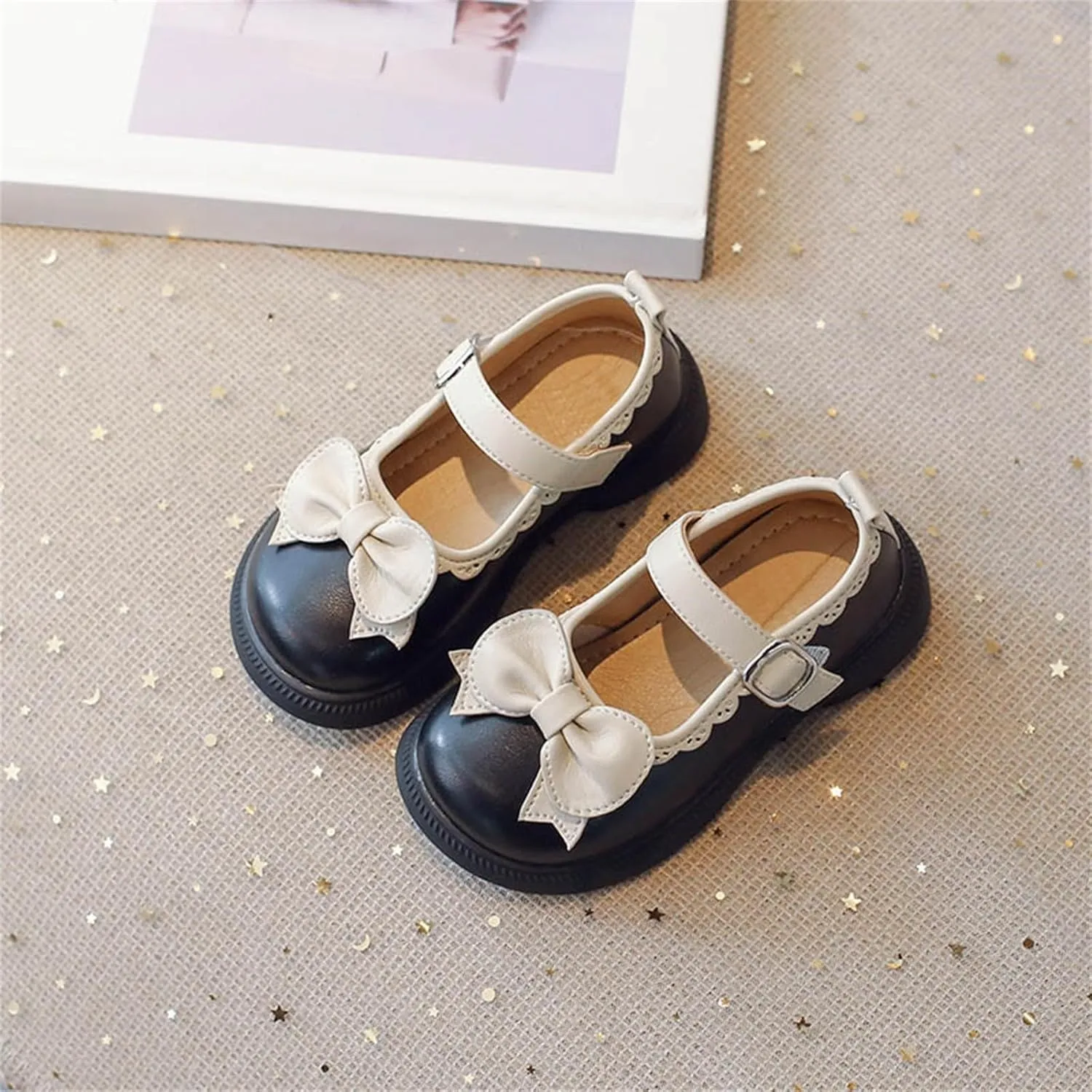 Girls Dress Shoes Cute Bow Mary Jane Shoes Ballerina With Satin Ankle Tie For Wedding preemie baby girls clothes
