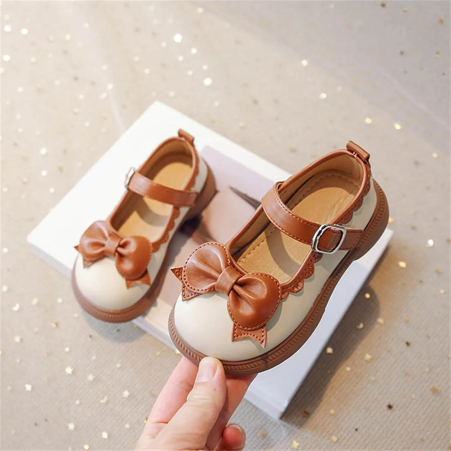 Girls Dress Shoes Cute Bow Mary Jane Shoes Ballerina With Satin Ankle Tie For Wedding preemie baby girls clothes