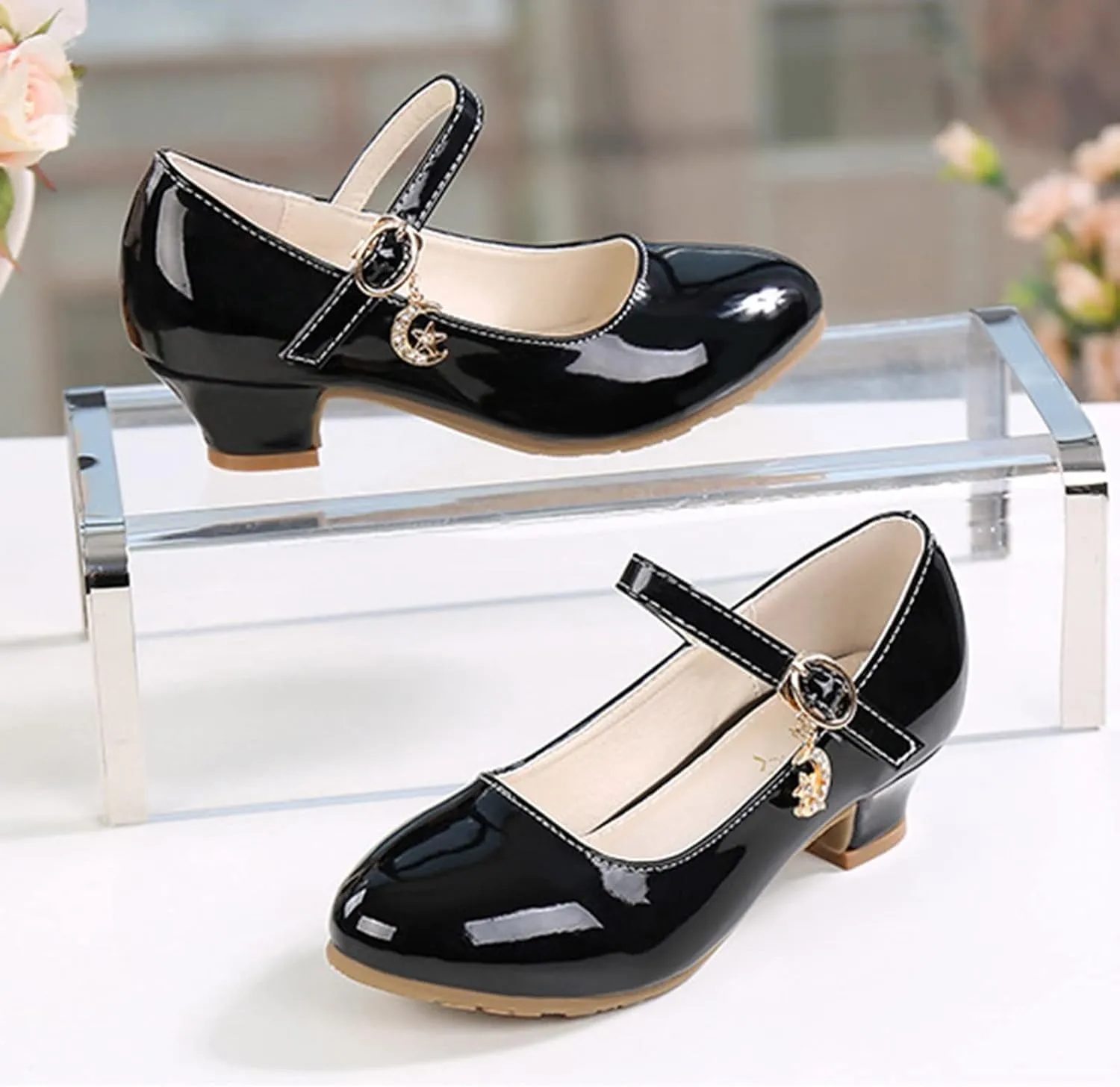 Girls Low Heels Dress Shoes with Ankle Strap Mary Jane School Wedding Pary Pump Shoes for Girl Sneaker 10