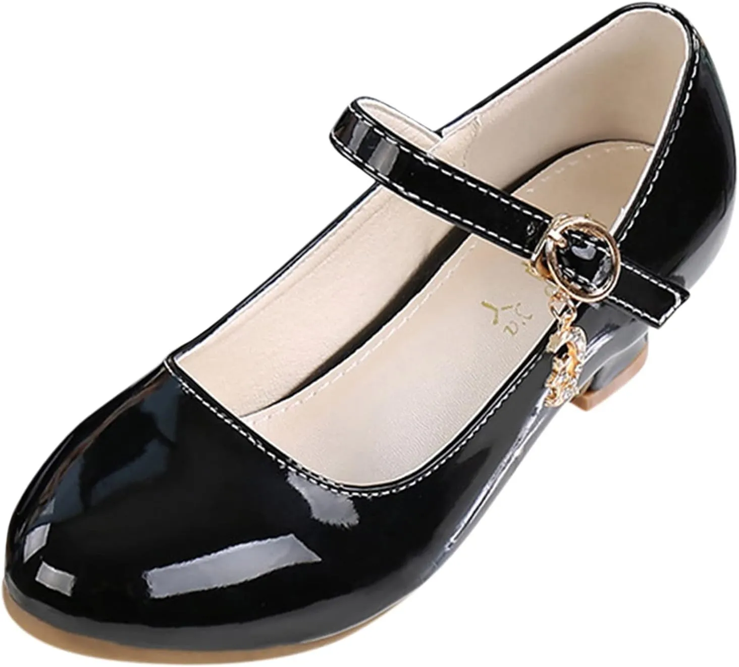 Girls Low Heels Dress Shoes with Ankle Strap Mary Jane School Wedding Pary Pump Shoes for Girl Sneaker 10