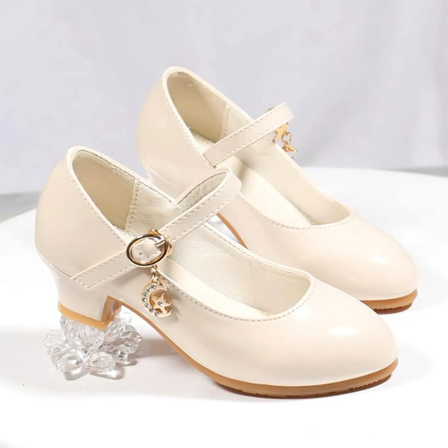 Girls Low Heels Dress Shoes with Ankle Strap Mary Jane School Wedding Pary Pump Shoes for Girl Sneaker 10
