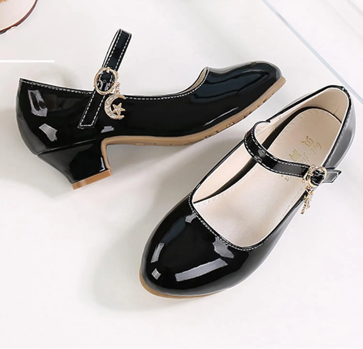Girls Low Heels Dress Shoes with Ankle Strap Mary Jane School Wedding Pary Pump Shoes for Girl Sneaker 10