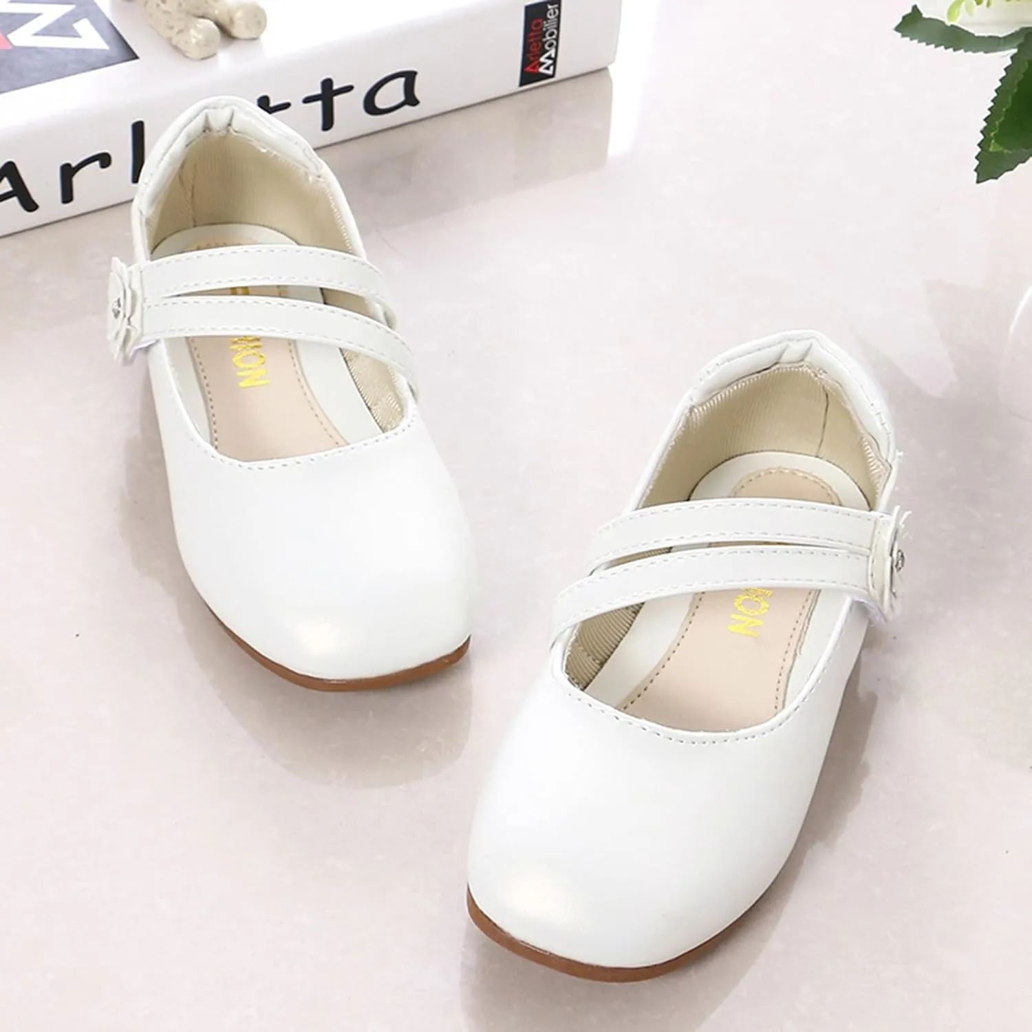 Girls Toddler Mary Jane Flat Low Heel Flower Wedding Party Pump Dress Shoes Ballerina Flat for School Party?