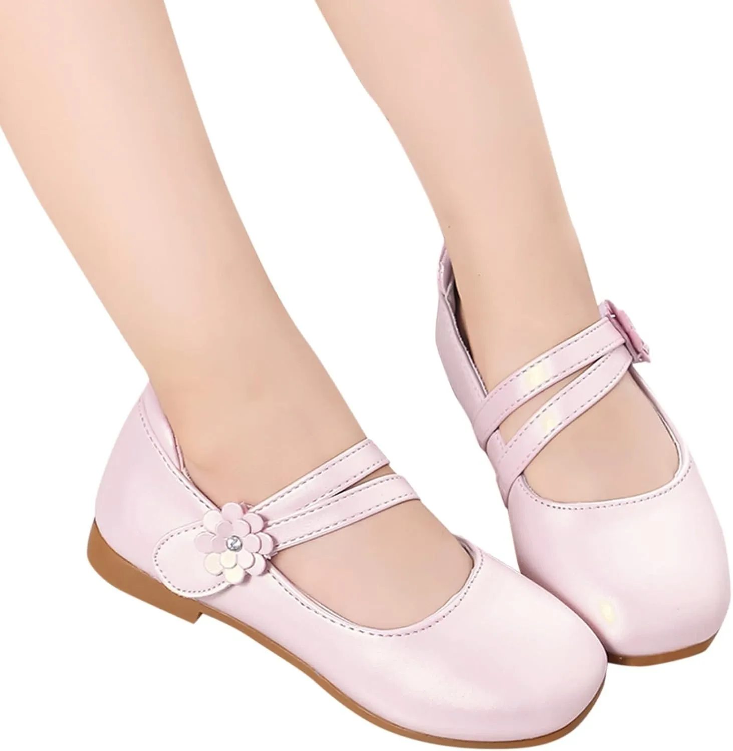 Girls Toddler Mary Jane Flat Low Heel Flower Wedding Party Pump Dress Shoes Ballerina Flat for School Party?
