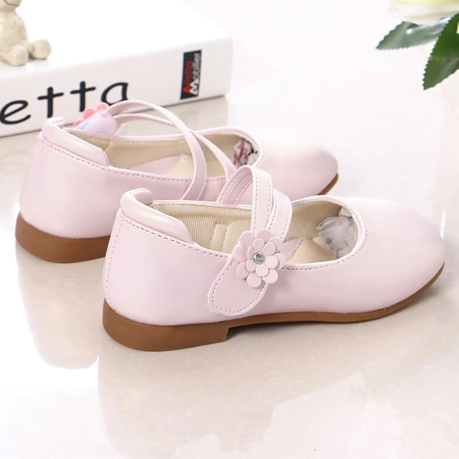 Girls Toddler Mary Jane Flat Low Heel Flower Wedding Party Pump Dress Shoes Ballerina Flat for School Party?