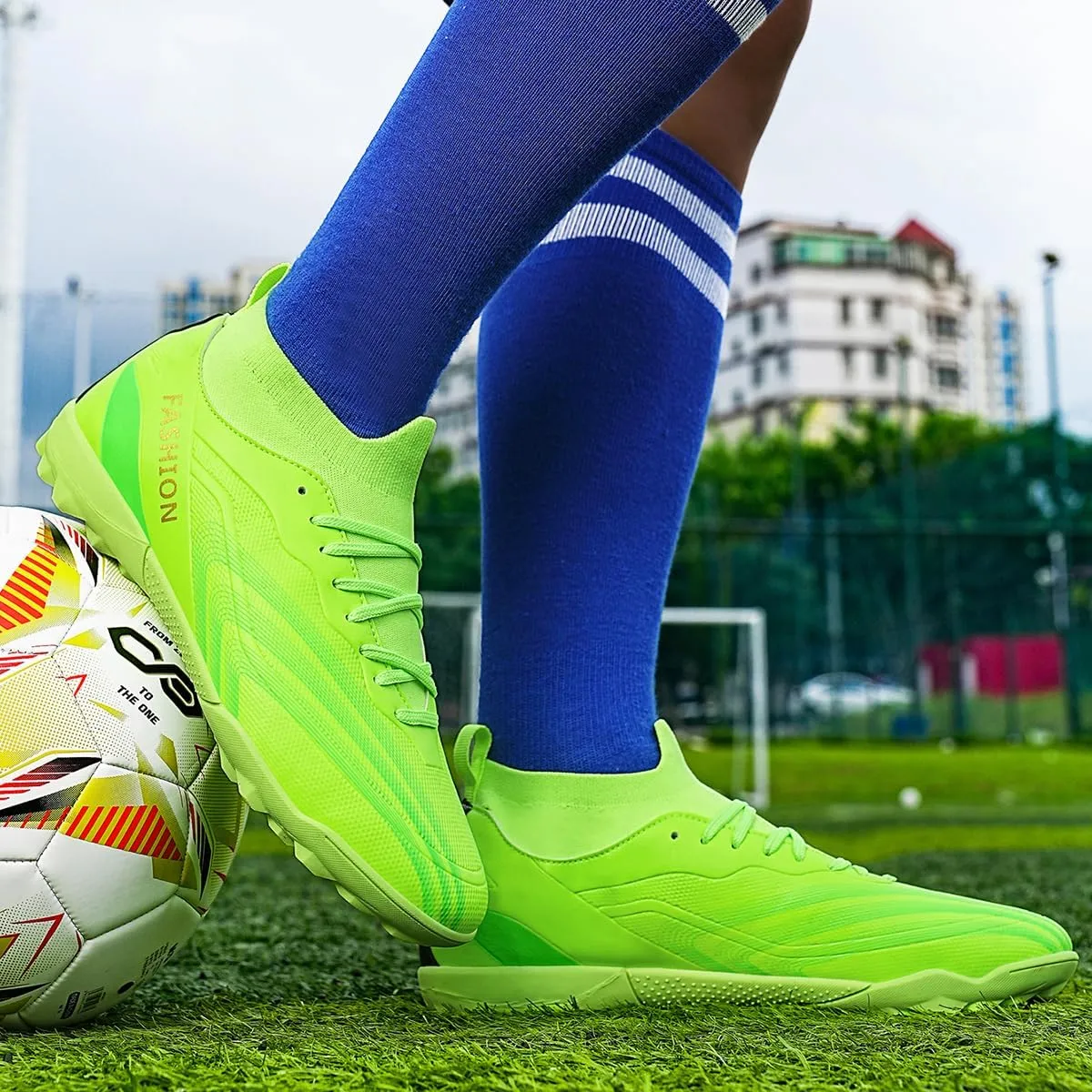 Indoor Turf Soccer Shoes Cleats Mens Soccer Shoes for Boys Football Shoes Kid Futsal Shoes Youth TF High Top