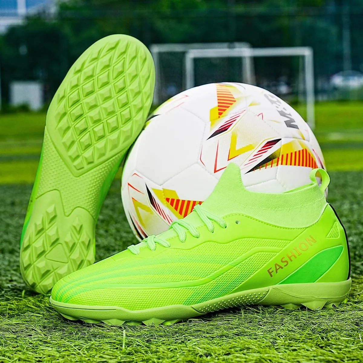 Indoor Turf Soccer Shoes Cleats Mens Soccer Shoes for Boys Football Shoes Kid Futsal Shoes Youth TF High Top