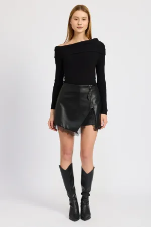 Jett Vegan Leather Mini Skort - Black