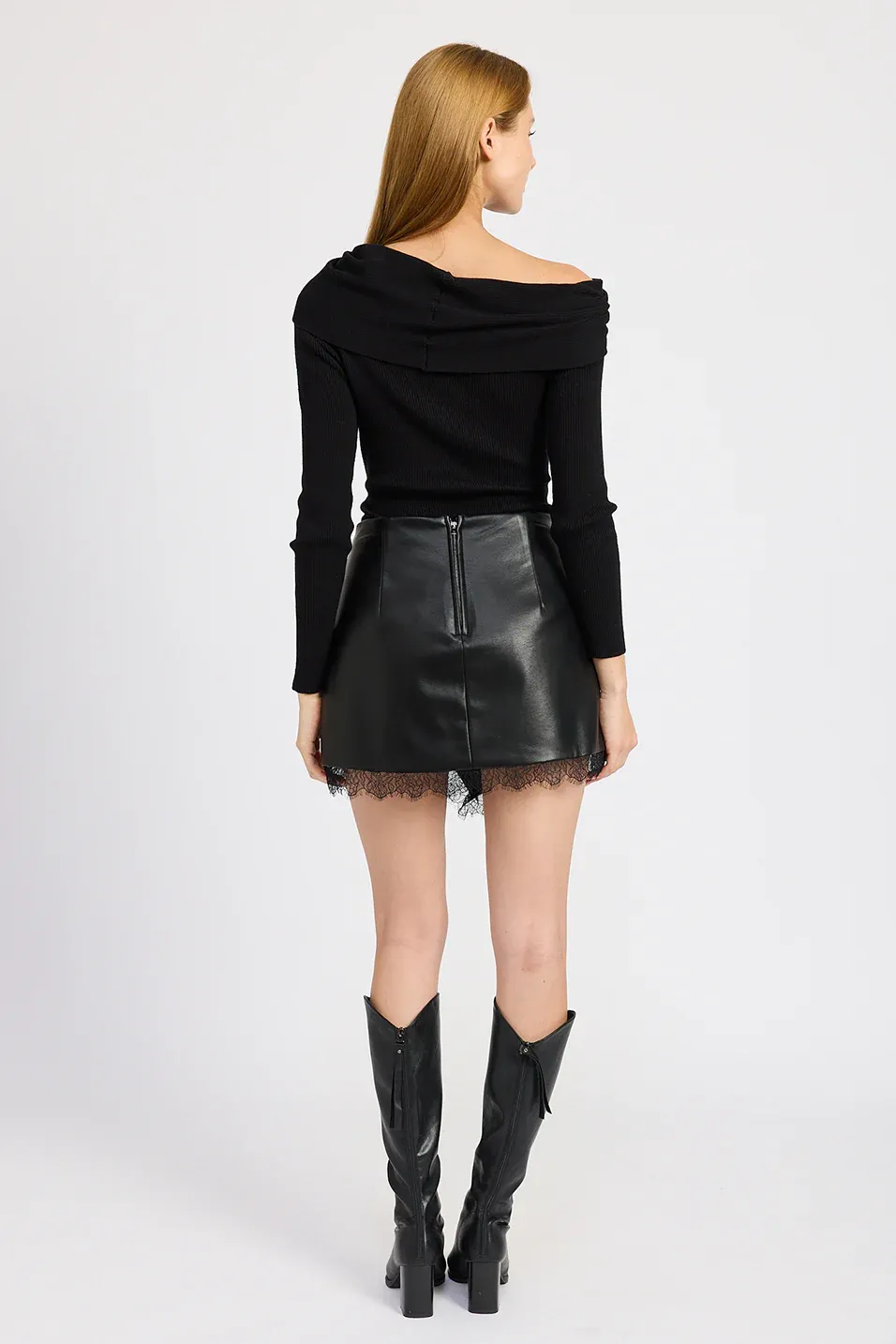 Jett Vegan Leather Mini Skort - Black