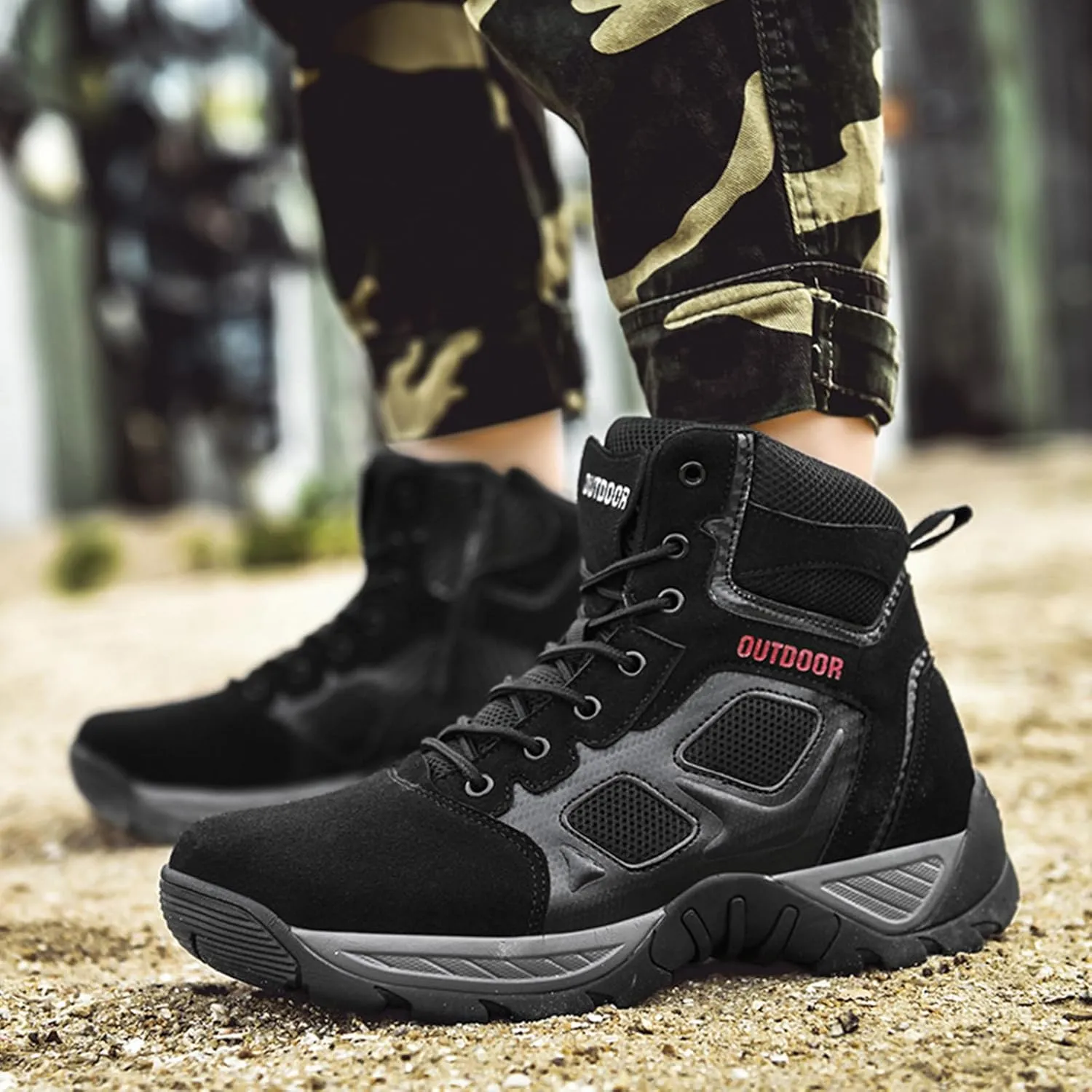 Kervaky Men's military boots, tactical boots, breathable boots, high top hiking boots, combat boots, outdoor desert boots