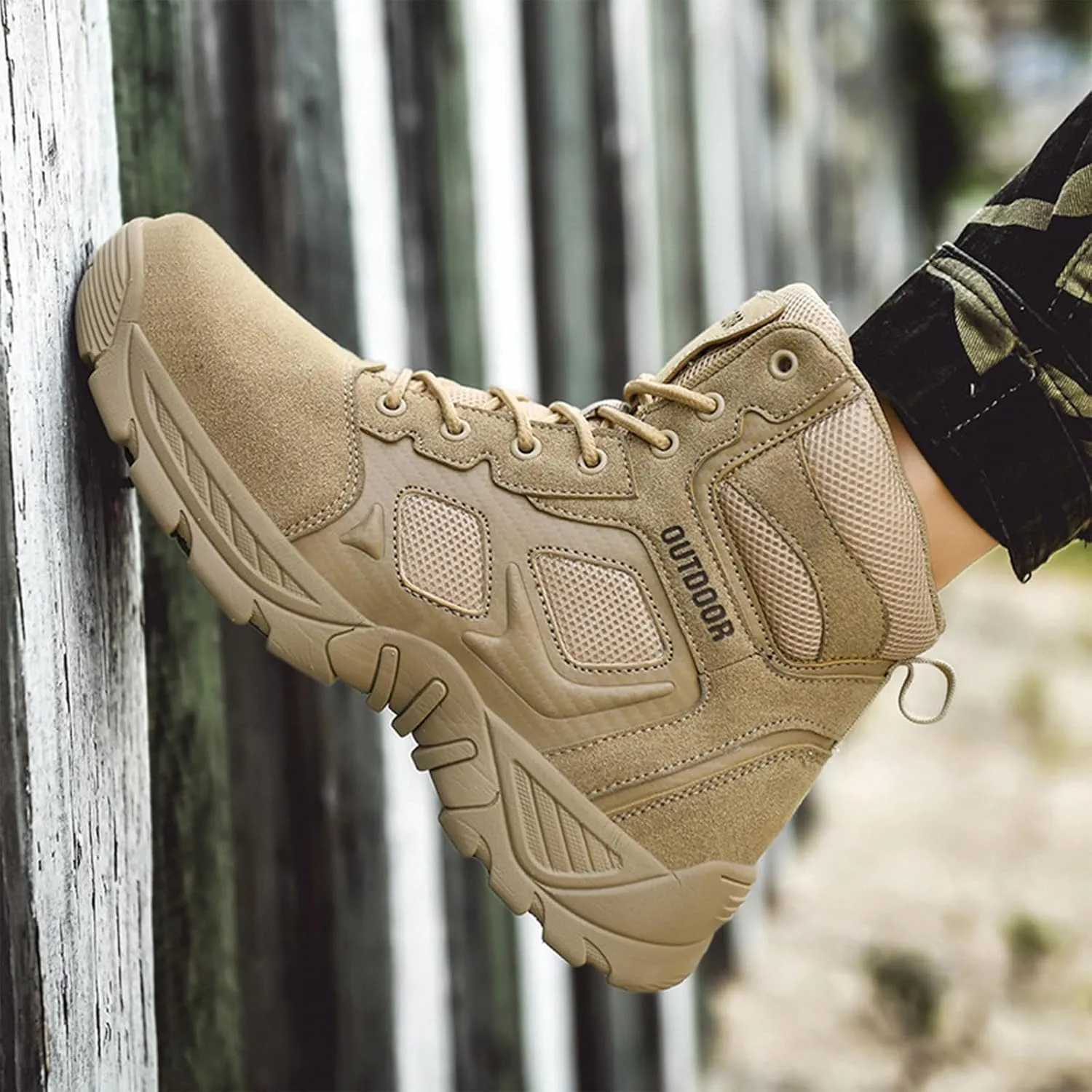 Kervaky Men's military boots, tactical boots, breathable boots, high top hiking boots, combat boots, outdoor desert boots