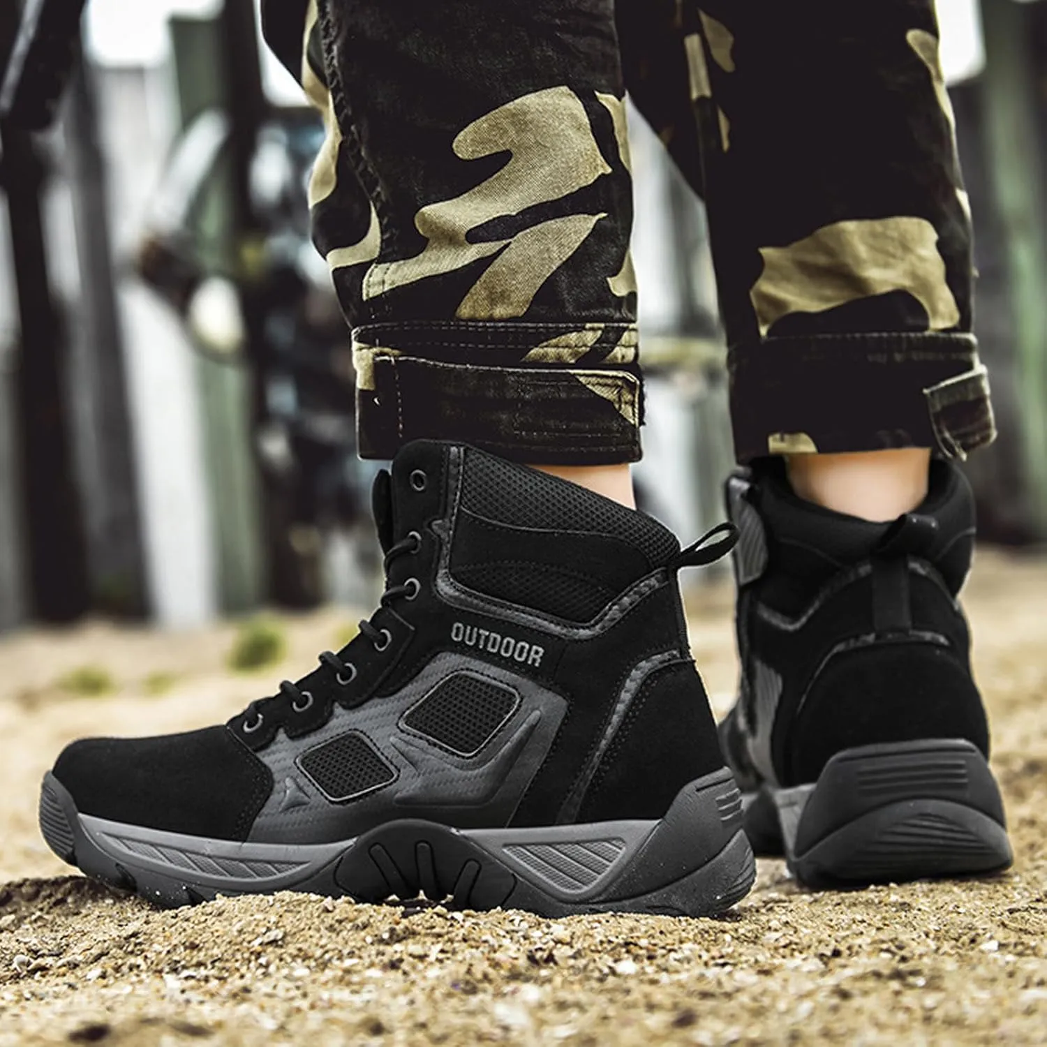 Kervaky Men's military boots, tactical boots, breathable boots, high top hiking boots, combat boots, outdoor desert boots