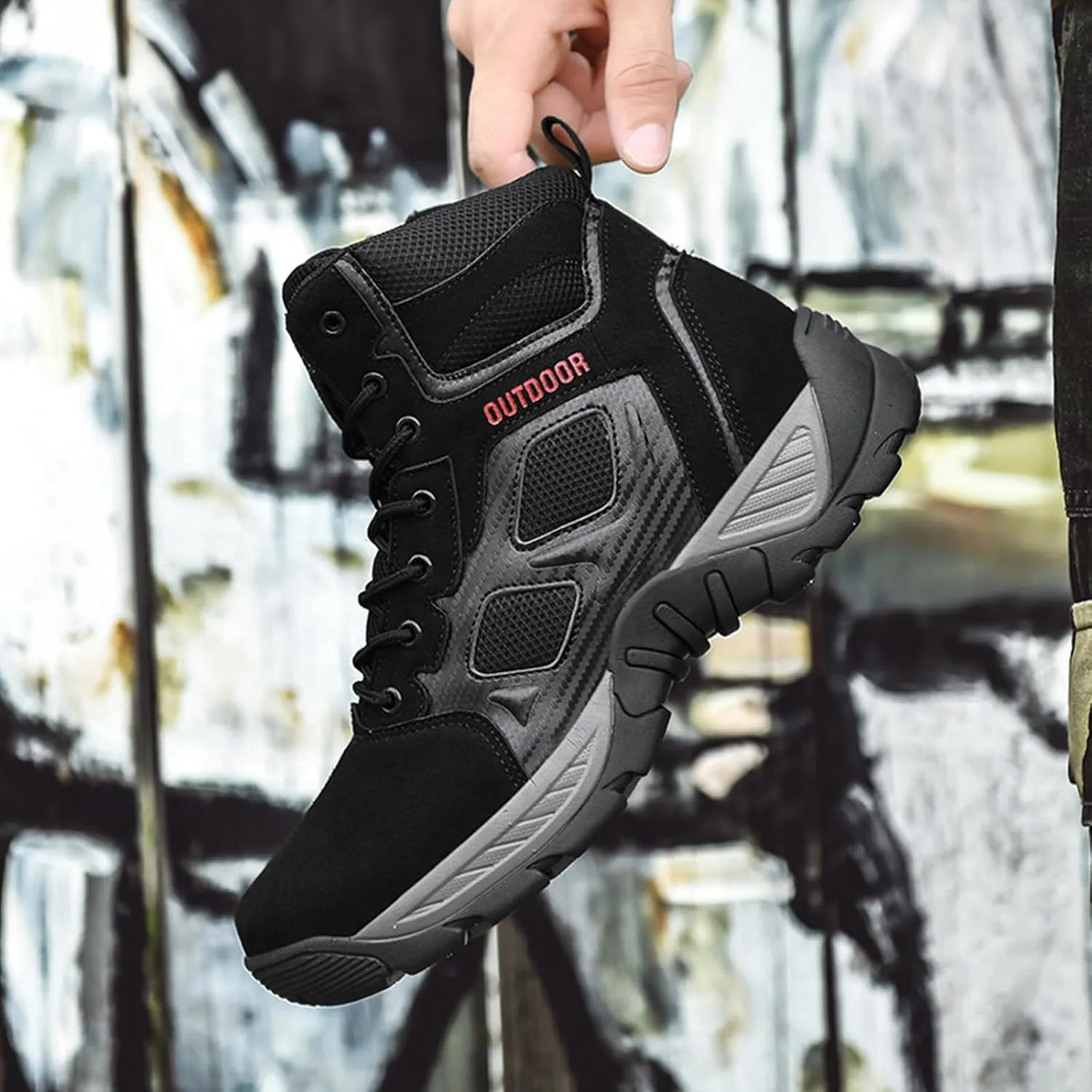 Kervaky Men's military boots, tactical boots, breathable boots, high top hiking boots, combat boots, outdoor desert boots