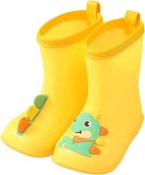 Kids Dinosaur Rain Boots for Boys Girls Mud Boots Waterproof Toddler Lightweight Rainboots with Toddler Slippers