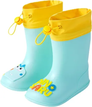 Kids Dinosaur Rain Boots with an Elastic Boot Collar, Toddler Rain Shoes Children Waterproof Boots Toddler Water Shoes