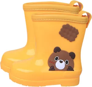 Kids Rain Boots Rubber Waterproof Toddler Rain Boots Cute Bear Cartoon Boys Girls Mud Boots Water Shoes Baby Boy Boots