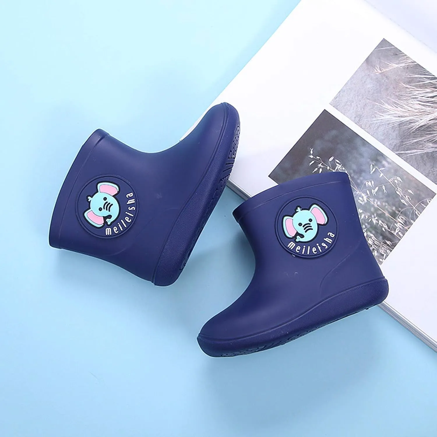 Kids Short Rain Boot for Boys Girls Children Cute Cartoon Non-Slip Lightweight Insulated Mud Boots Kids Water Shoes