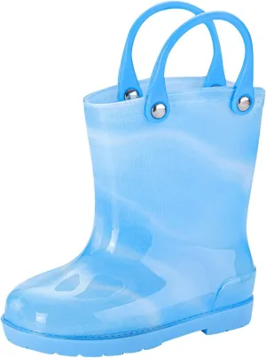 Kids Tie Dye Waterproof Rain Boot with Pull on Handles Toddler Girls Bow Rain Boots Rubber Boots Cute Water Shoes