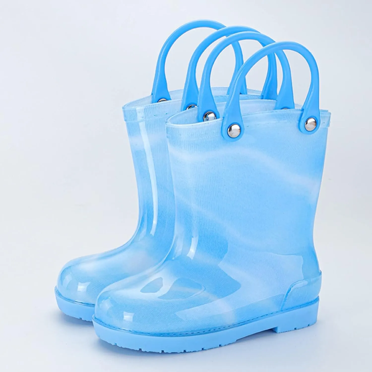 Kids Tie Dye Waterproof Rain Boot with Pull on Handles Toddler Girls Bow Rain Boots Rubber Boots Cute Water Shoes