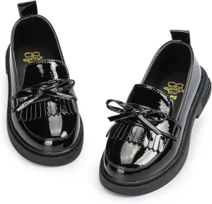 KIDSUN Toddler Boy??s Girl??s Dress Shoes Comfort Lace-Up Oxford School Uniform Shoes Loafer Flats (Toddler/Little Kid) E-Black
