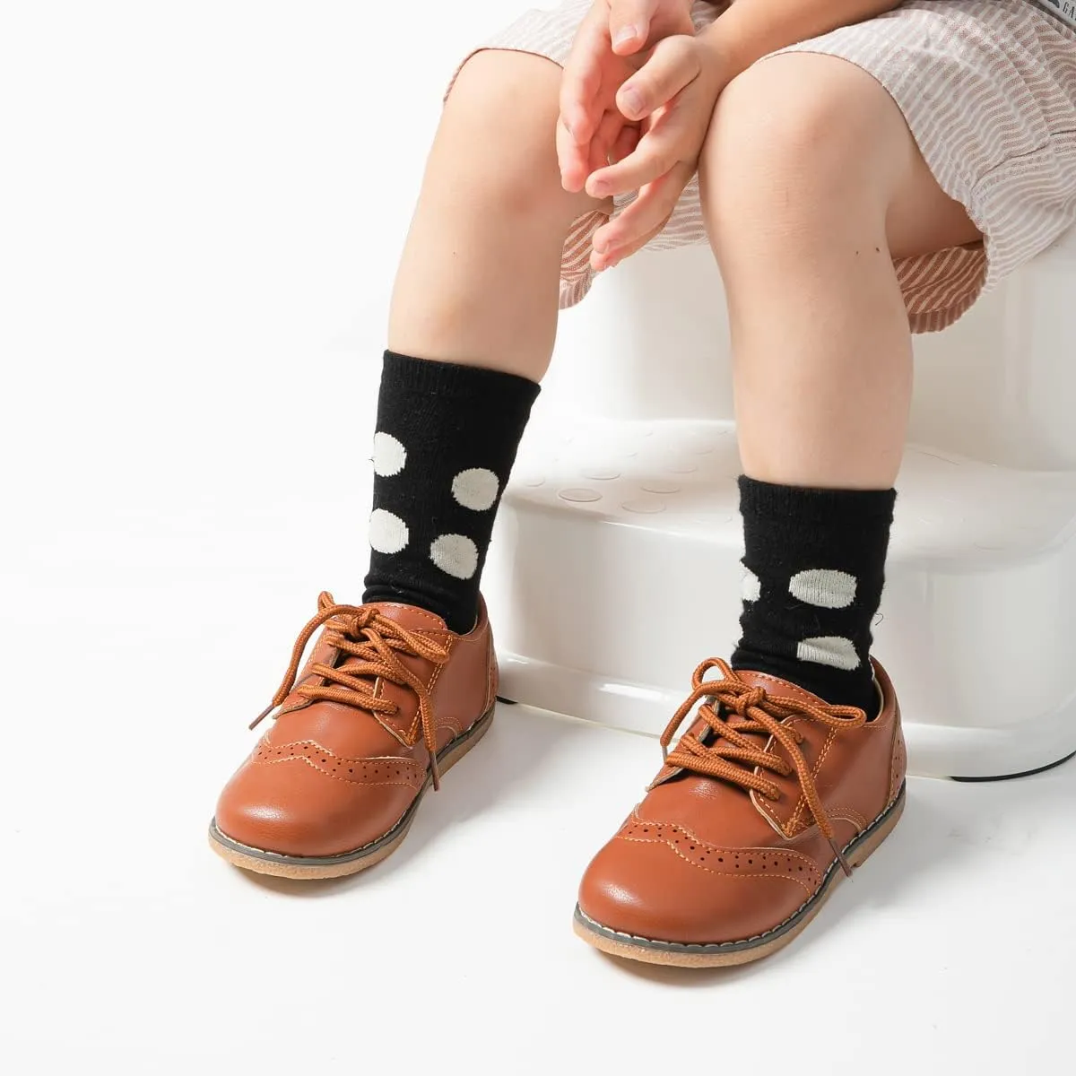 KIDSUN Toddler Boy??s Girl??s Dress Shoes Comfort Lace-Up Oxford School Uniform Shoes Loafer Flats (Toddler/Little Kid) E-Black