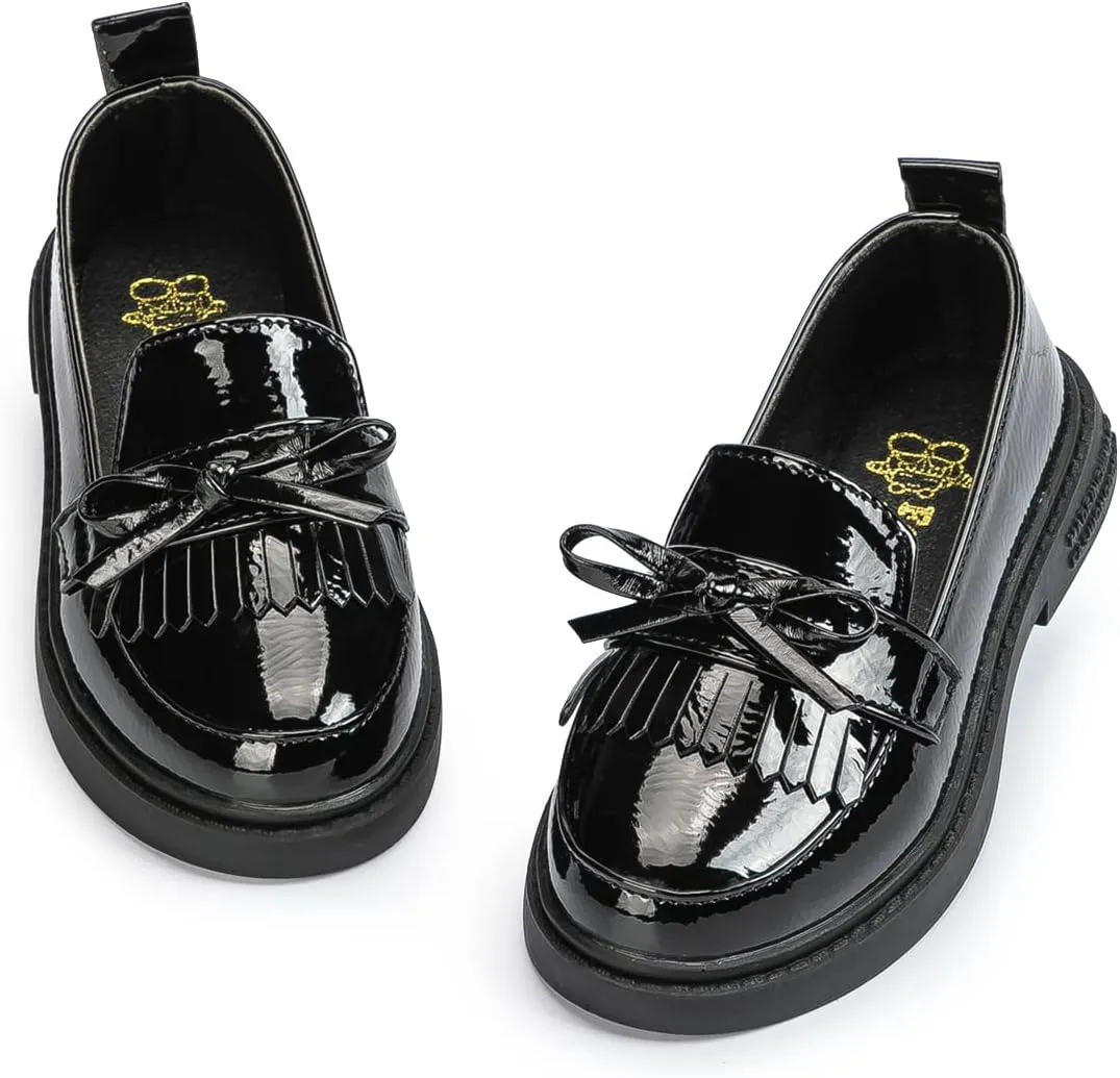 KIDSUN Toddler Boy??s Girl??s Dress Shoes Comfort Lace-Up Oxford School Uniform Shoes Loafer Flats (Toddler/Little Kid) E-Black