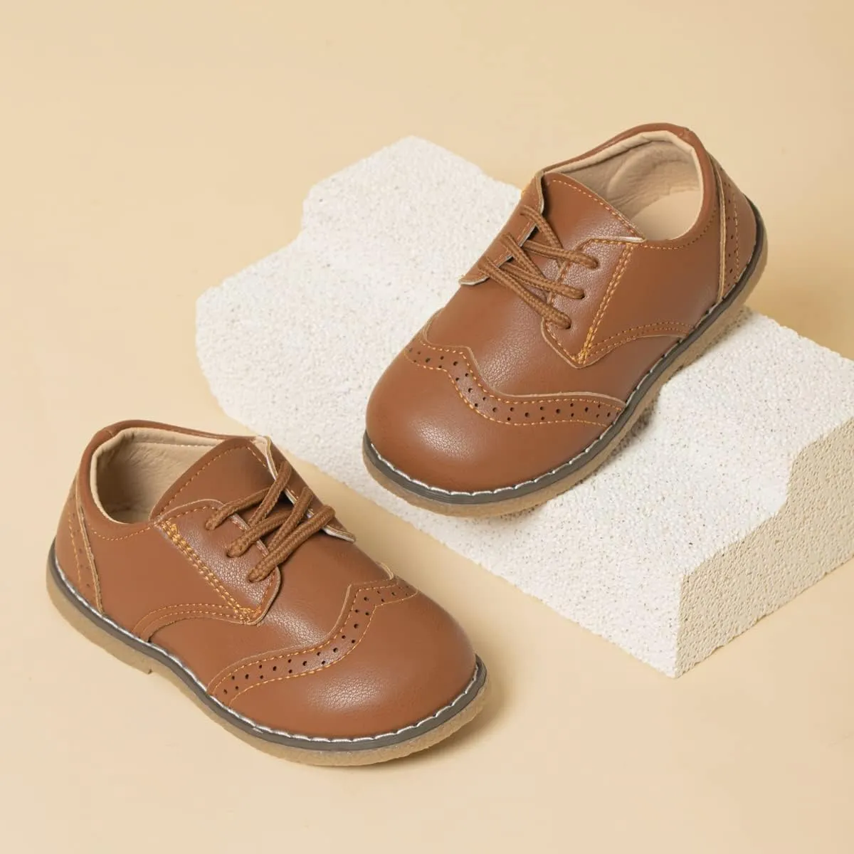 KIDSUN Toddler Boy??s Girl??s Dress Shoes Comfort Lace-Up Oxford School Uniform Shoes Loafer Flats (Toddler/Little Kid) E-Black