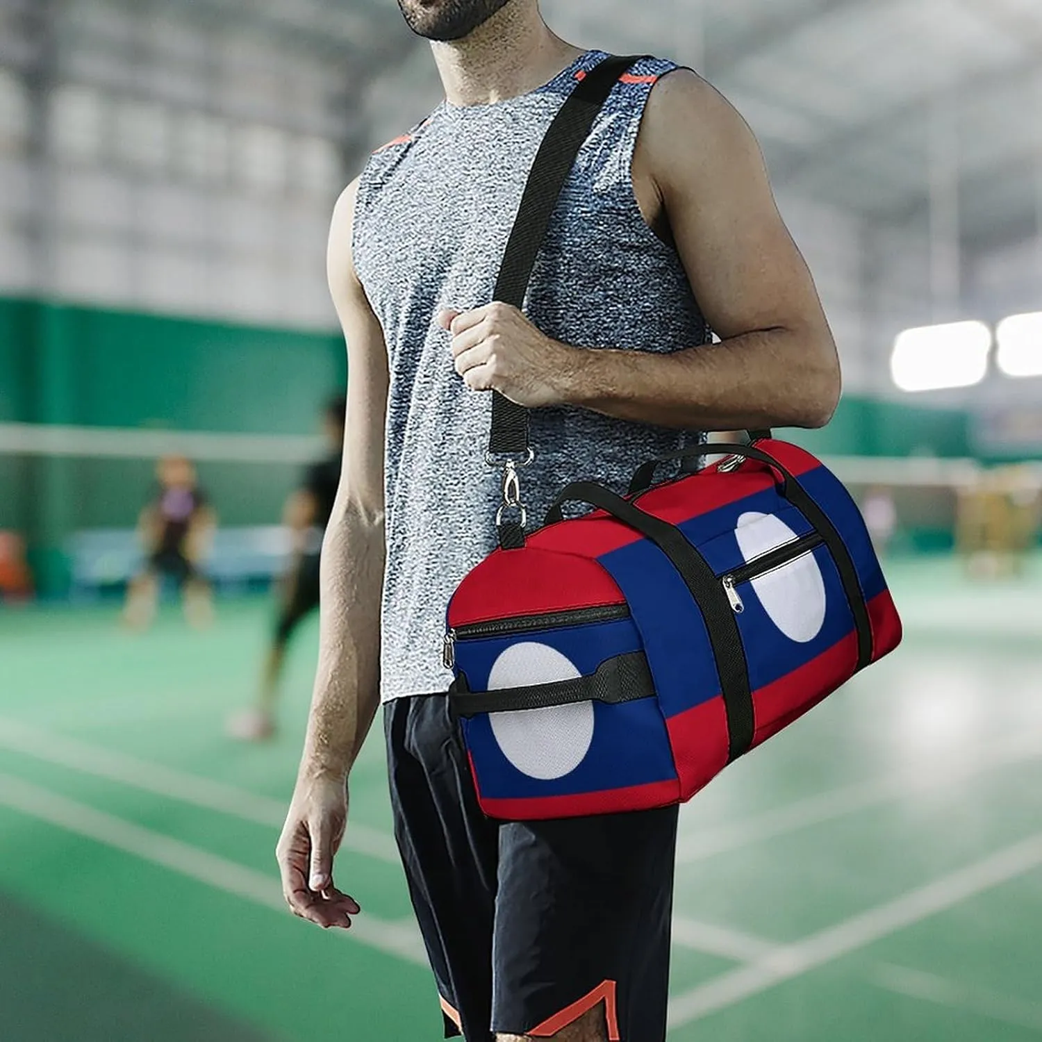 Laos Flag Gym Bag for Boys Girls with Shoe Compartment and Wet Pocket